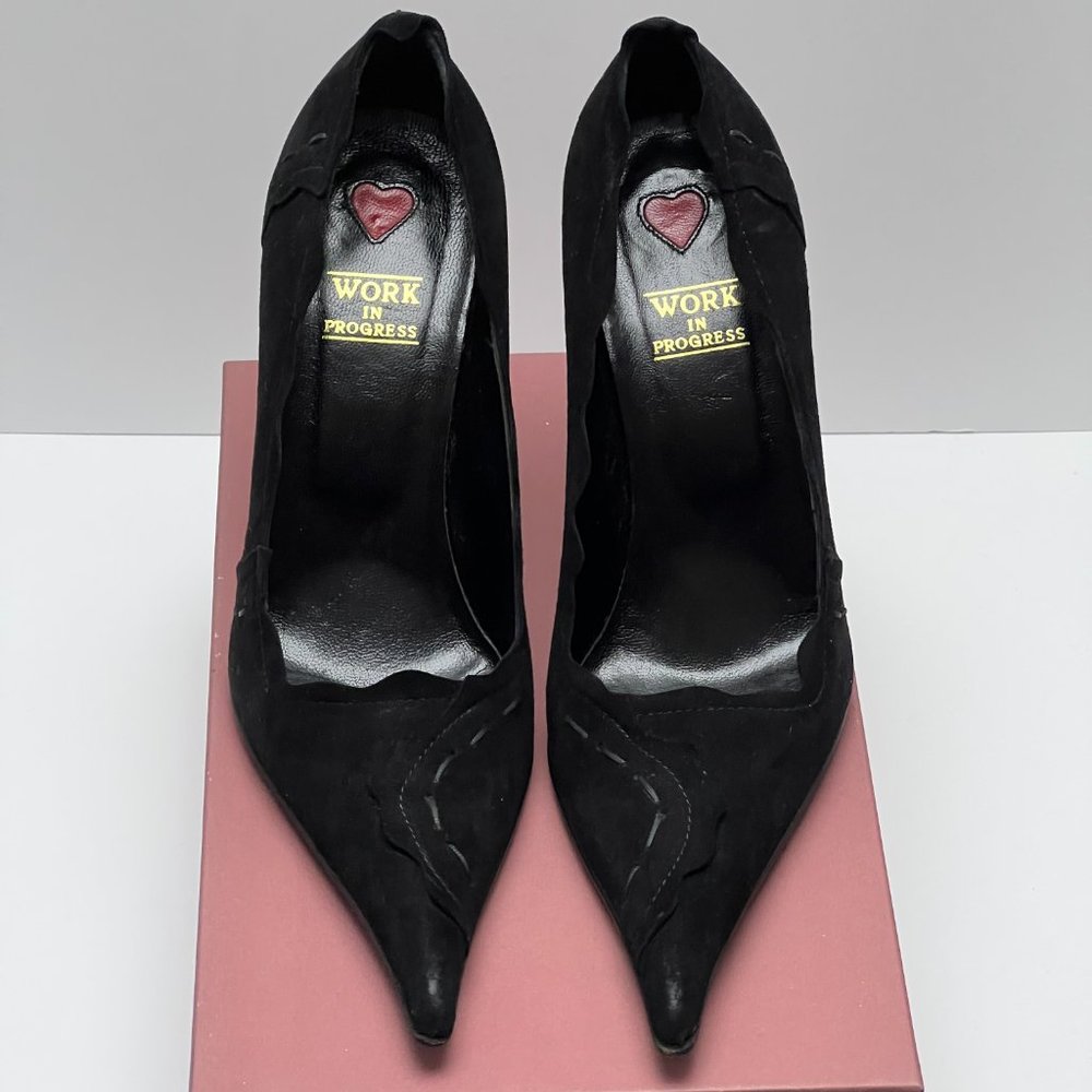 ❤️❤️Italian Suede Black Pump Heels Size 7 by Work In Progress